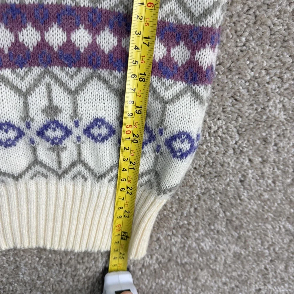 Vintage Winks Lane Sweater Mens 40 Cream Fair Isle Knit Pullover Multicolor